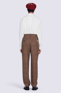 Pantalon de tailleur plissé à carreaux en laine - Rose