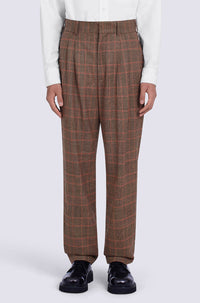 Pantalon de tailleur plissé à carreaux en laine - Rose