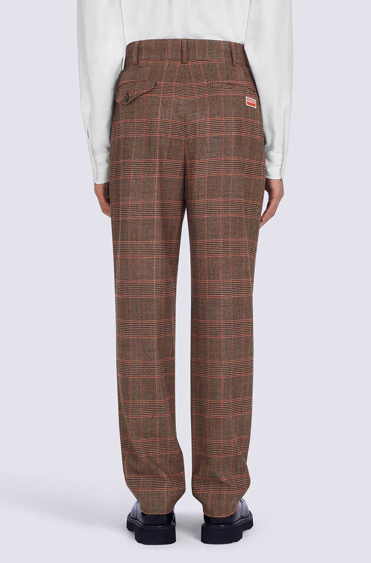 Pantalon de tailleur plissé à carreaux en laine - Rose