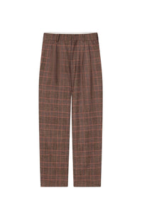 Pantalon de tailleur plissé à carreaux en laine - Rose