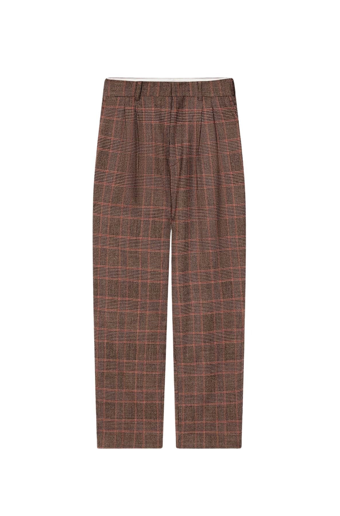 Pantalon de tailleur plissé à carreaux en laine - Rose