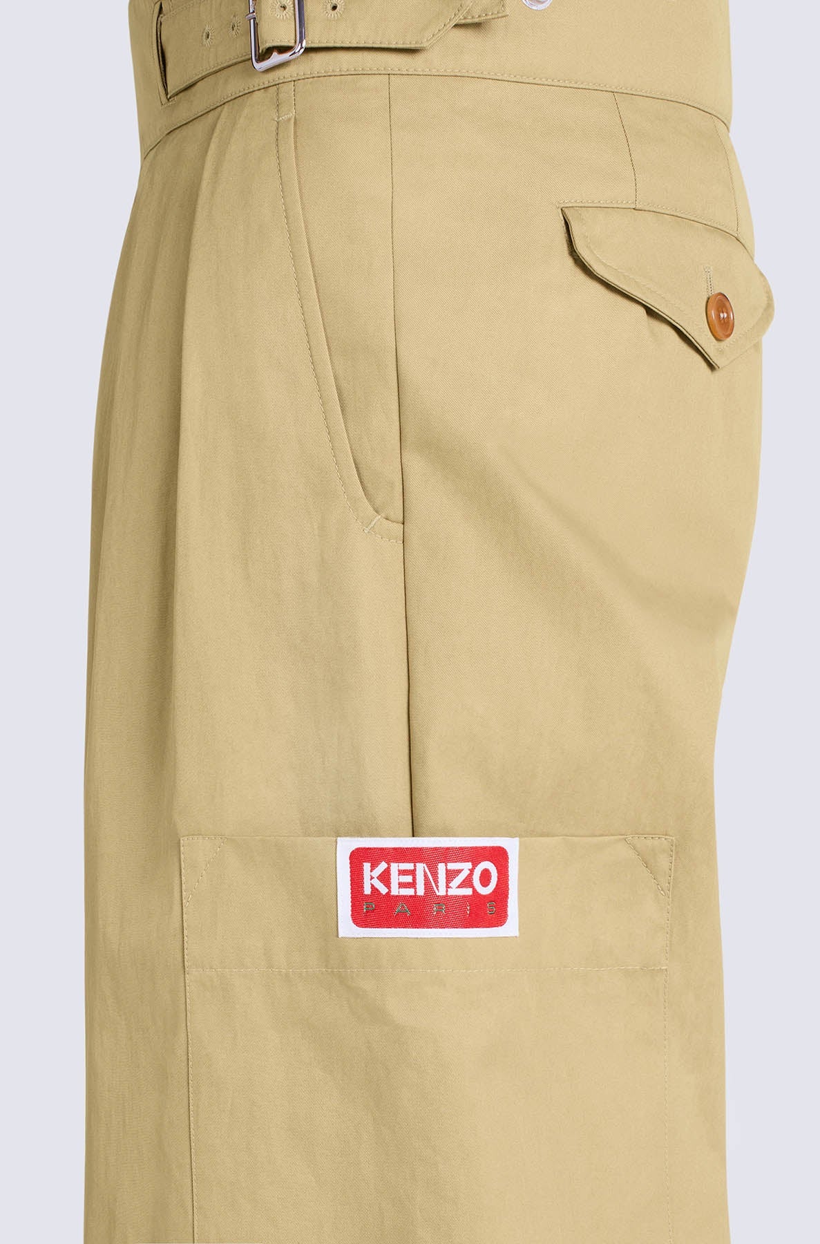 Pantalon cargo ceinturé à la taille - Beige