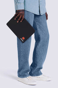 Grande pochette 'Boke Flower' en cuir - Black