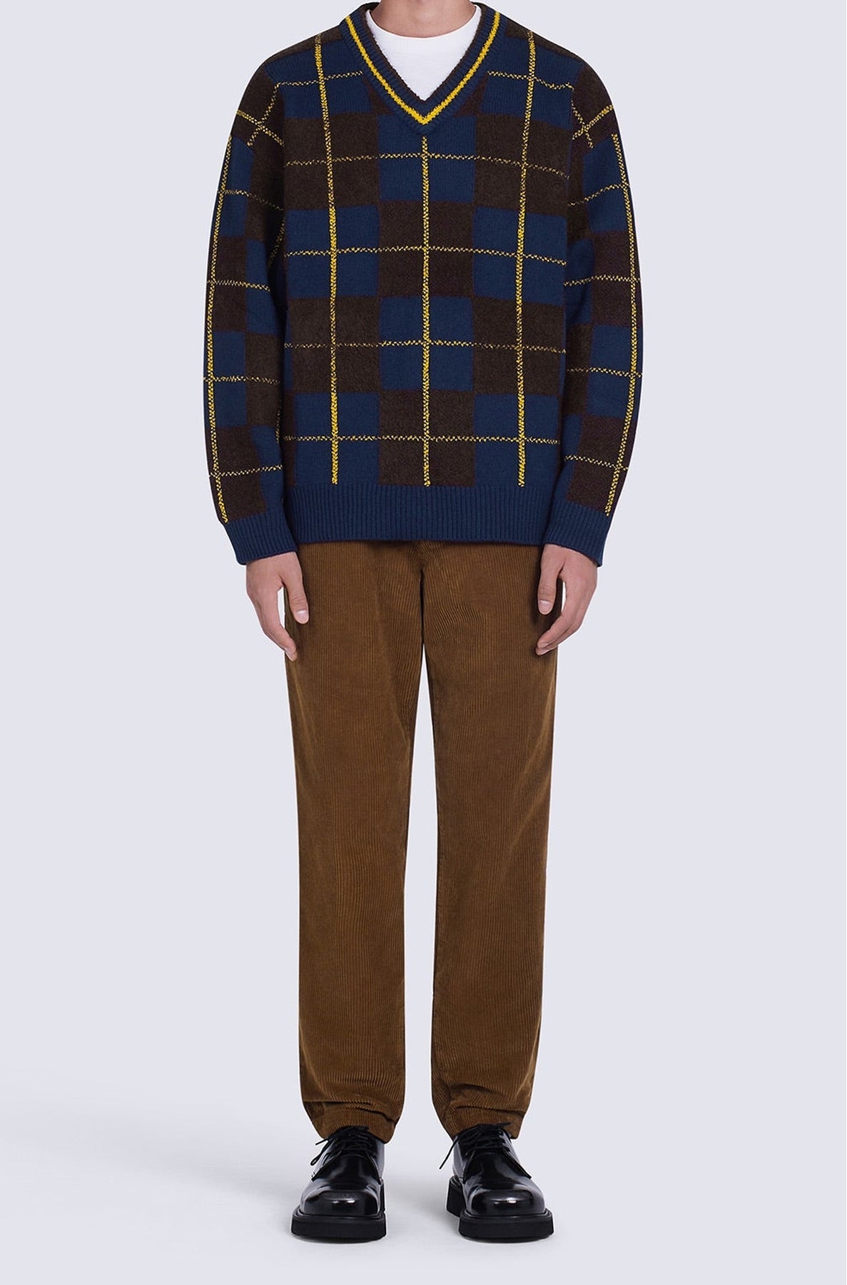 Wool check jumper - Midnight Blue