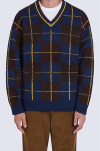 Wool check jumper - Midnight Blue
