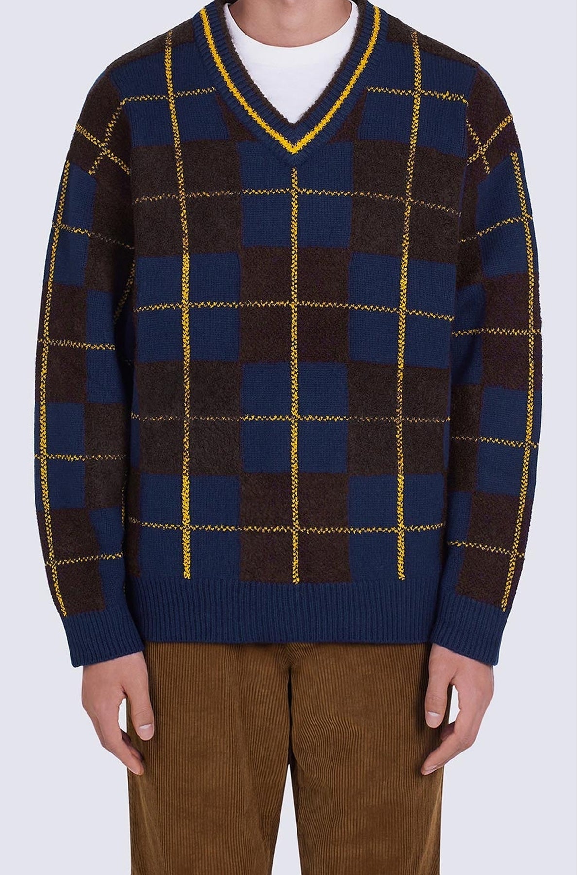 Wool check jumper - Midnight Blue