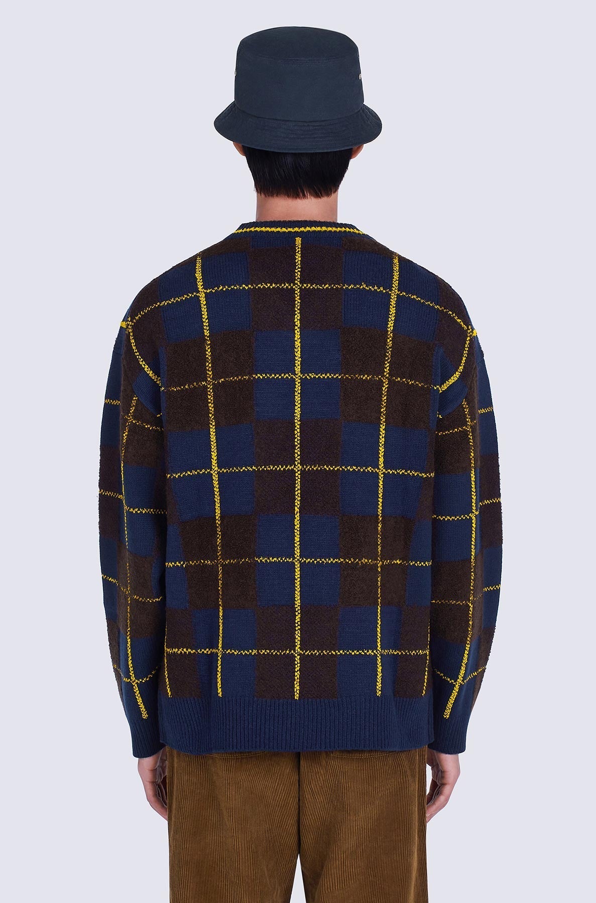 Wool check jumper - Midnight Blue
