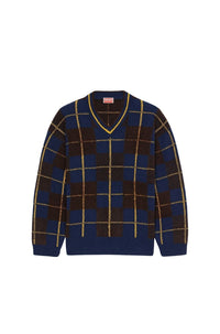Wool check jumper - Midnight Blue