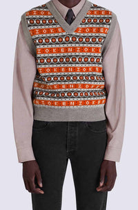 Pull jacquard sans manches en laine - Medium Red