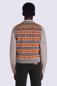 Pull jacquard sans manches en laine - Medium Red