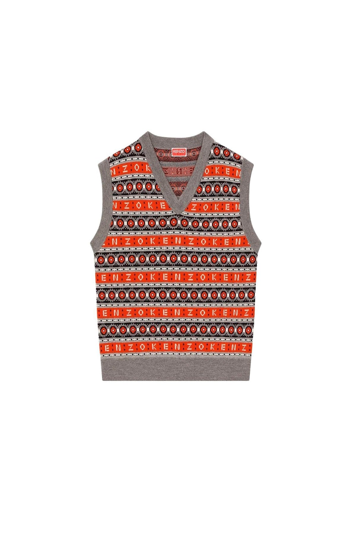 Pull jacquard sans manches en laine - Medium Red