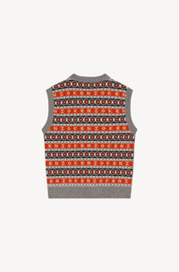Pull jacquard sans manches en laine - Medium Red