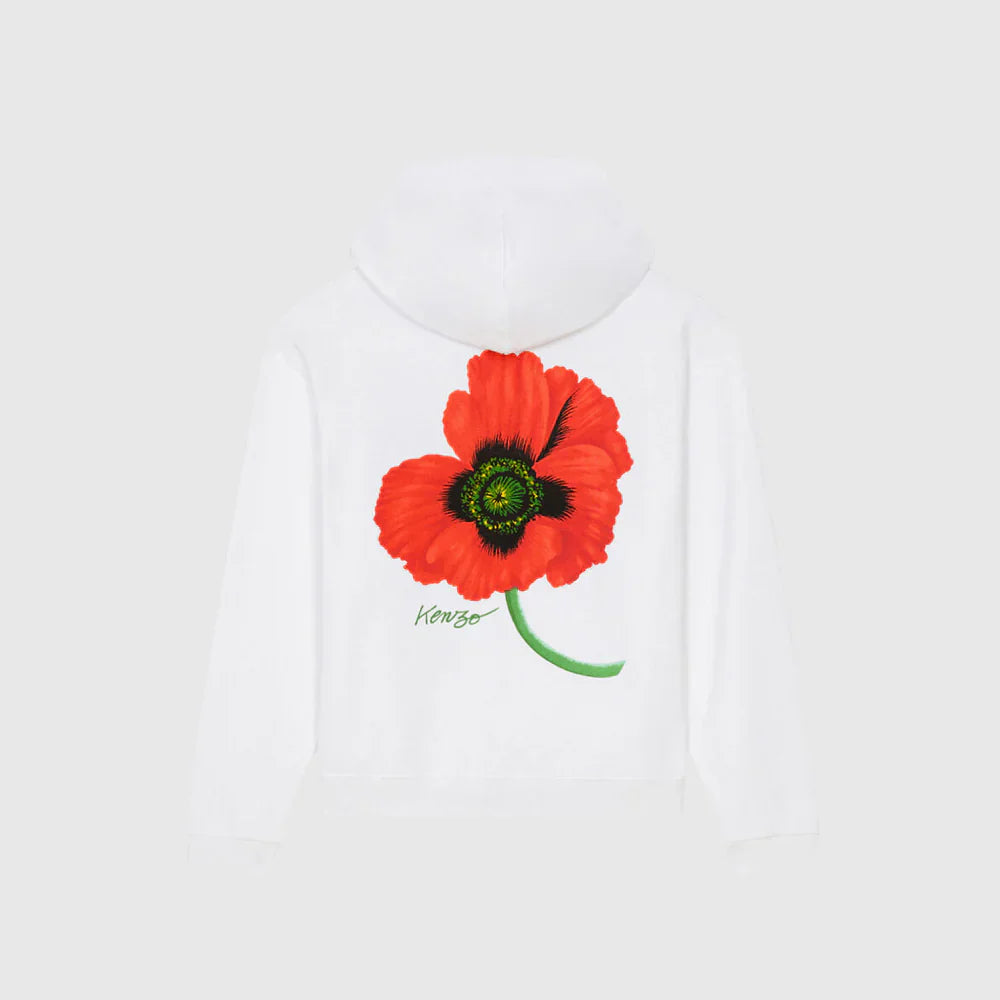 Sweatshirt à capuche Kenzo Poppy zippé - White