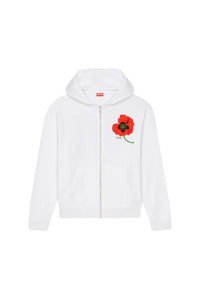 Sweatshirt à capuche Kenzo Poppy zippé - White