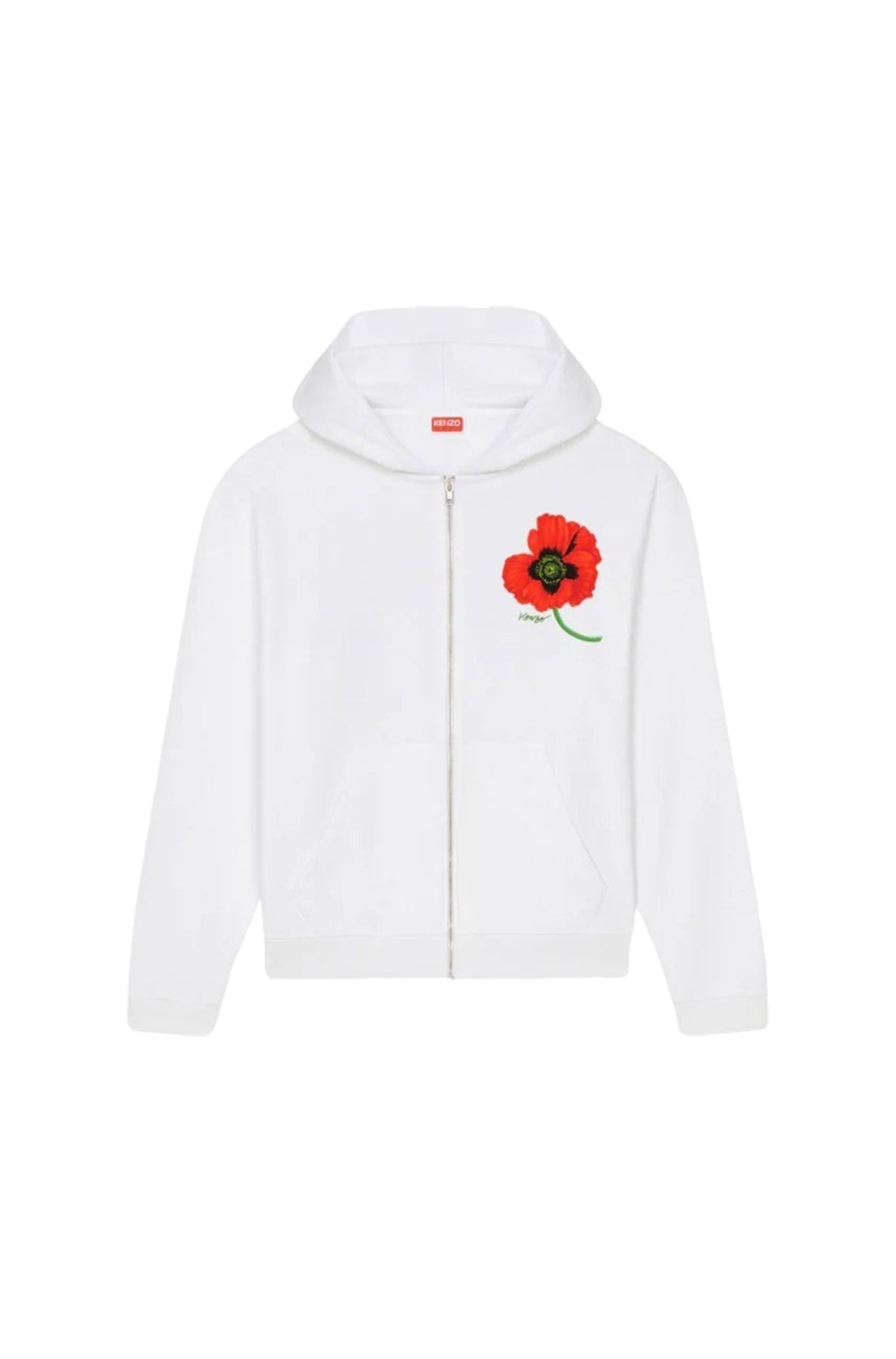 Sweatshirt à capuche Kenzo Poppy zippé - White