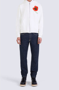 Sweatshirt à capuche Kenzo Poppy zippé - White