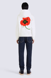 Sweatshirt à capuche Kenzo Poppy zippé - White