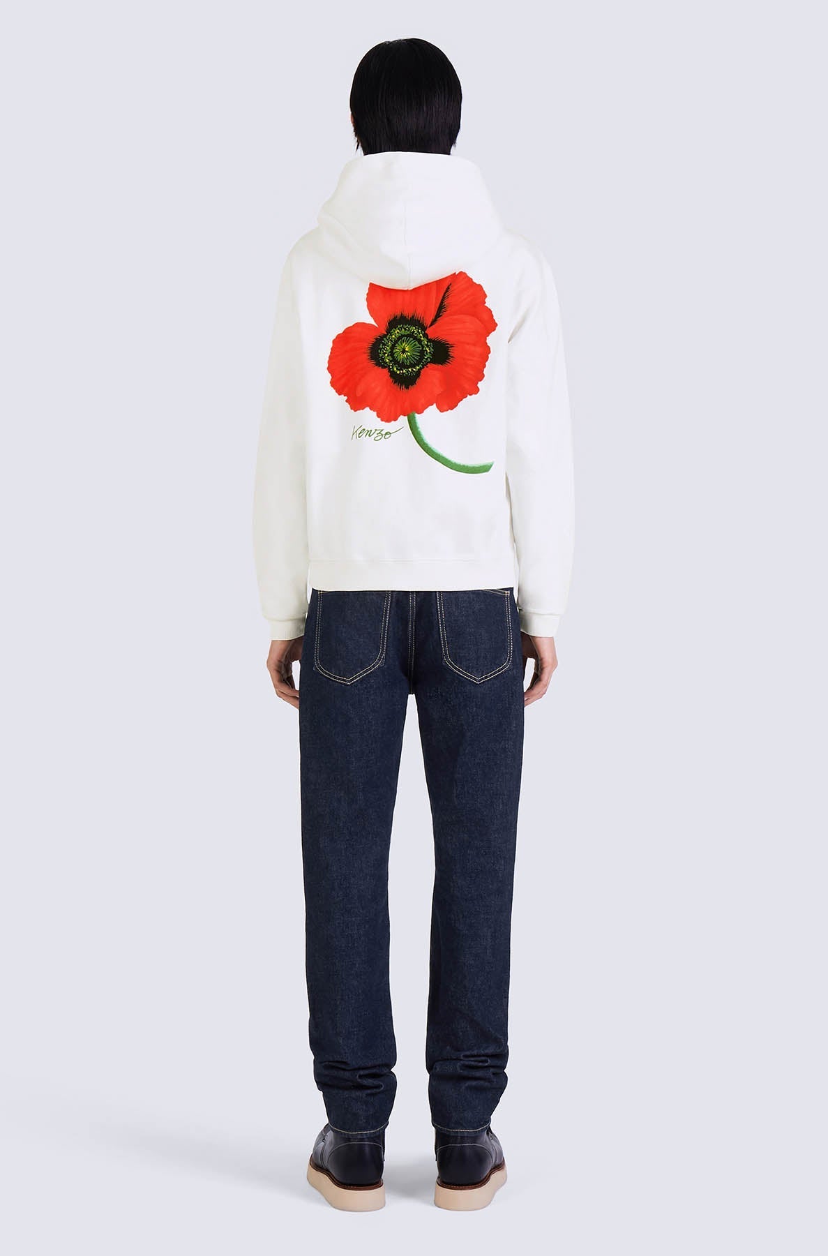 Sweatshirt à capuche Kenzo Poppy zippé - White