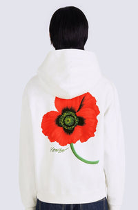 Sweatshirt à capuche Kenzo Poppy zippé - White