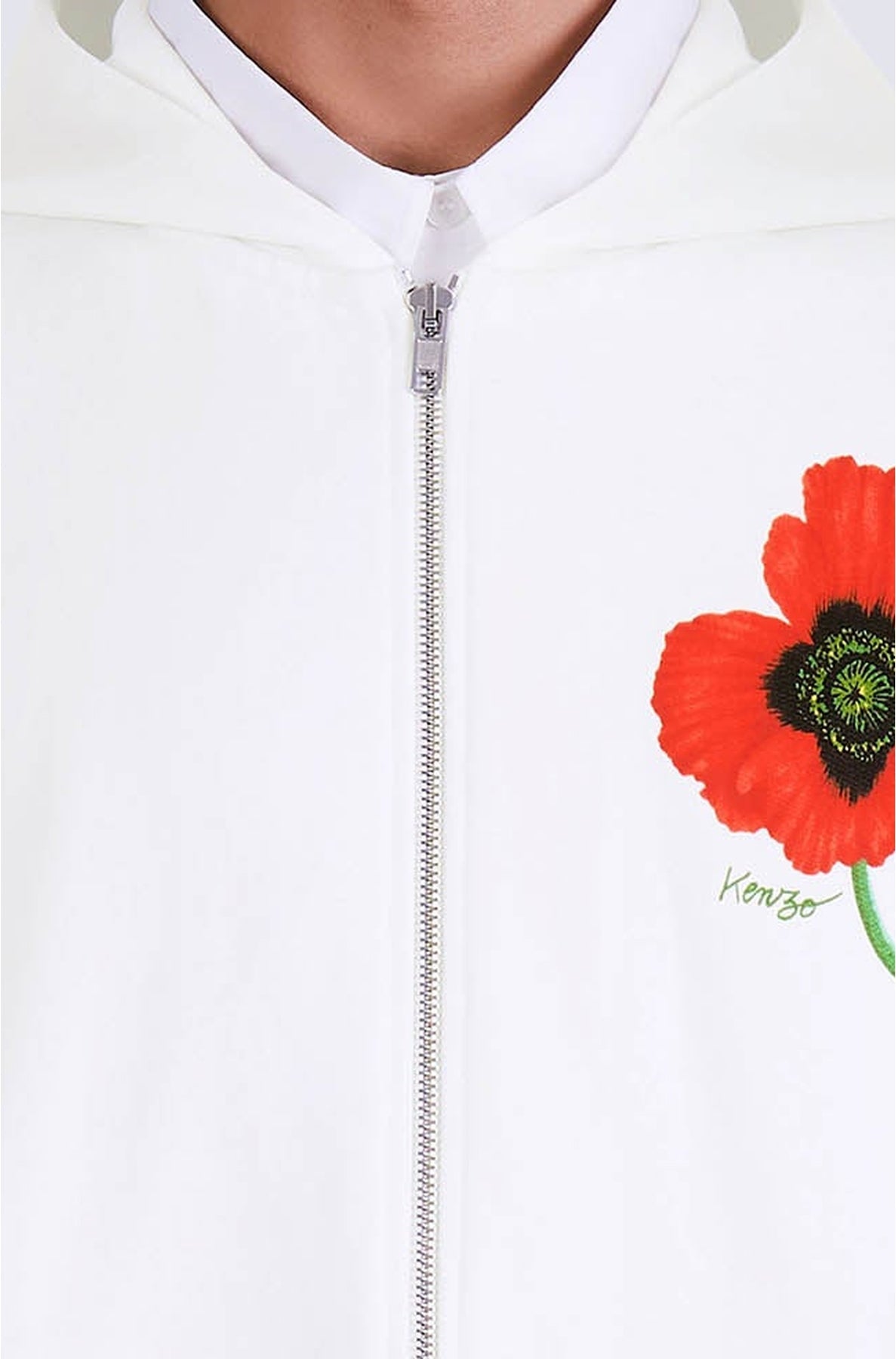 Sweatshirt à capuche Kenzo Poppy zippé - White