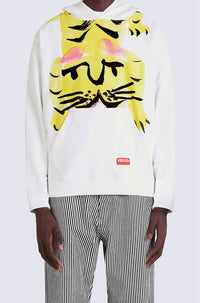 Sweatshirt à capuche Akae Bowing Tiger - White