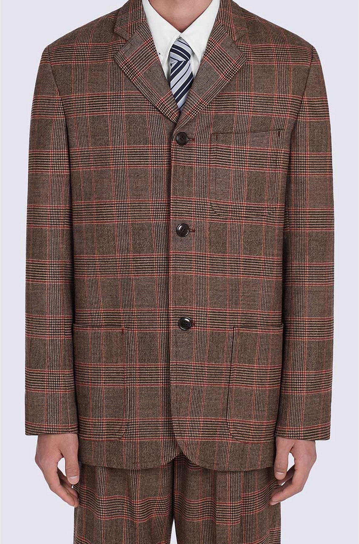 Blazer à carreaux en laine - Rose