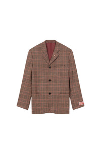 Blazer à carreaux en laine - Rose
