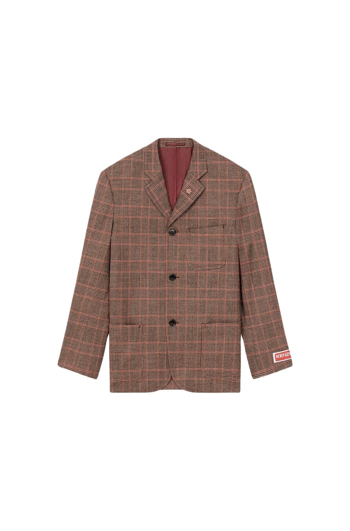 Blazer à carreaux en laine - Rose