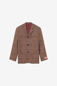 Blazer à carreaux en laine - Rose
