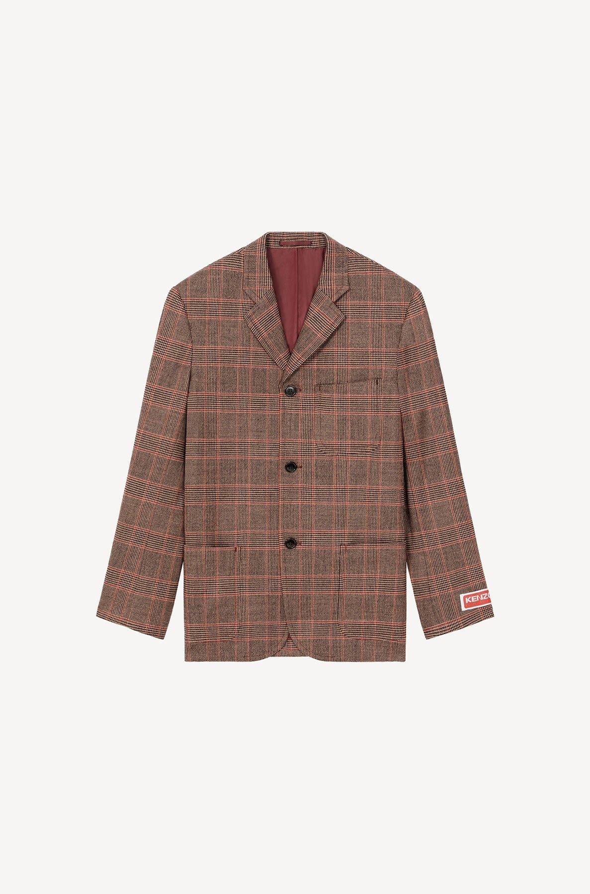Blazer à carreaux en laine - Rose