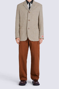 Blazer à carreaux en laine - Dark Camel