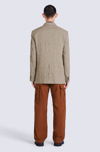 Blazer à carreaux en laine - Dark Camel