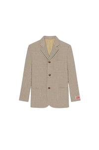 Blazer à carreaux en laine - Dark Camel