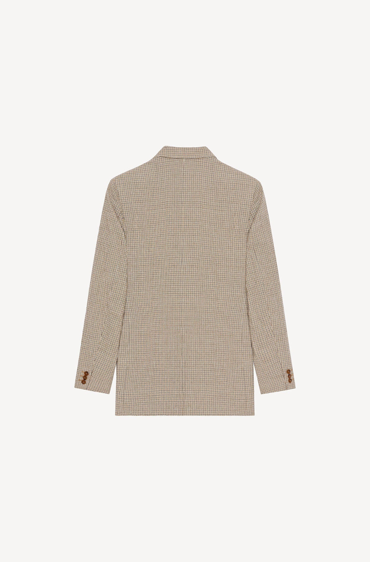 Blazer à carreaux en laine - Dark Camel