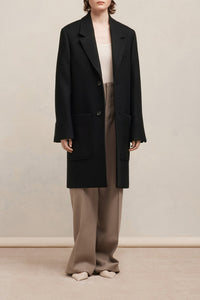 Manteau deux boutons en laine - Black