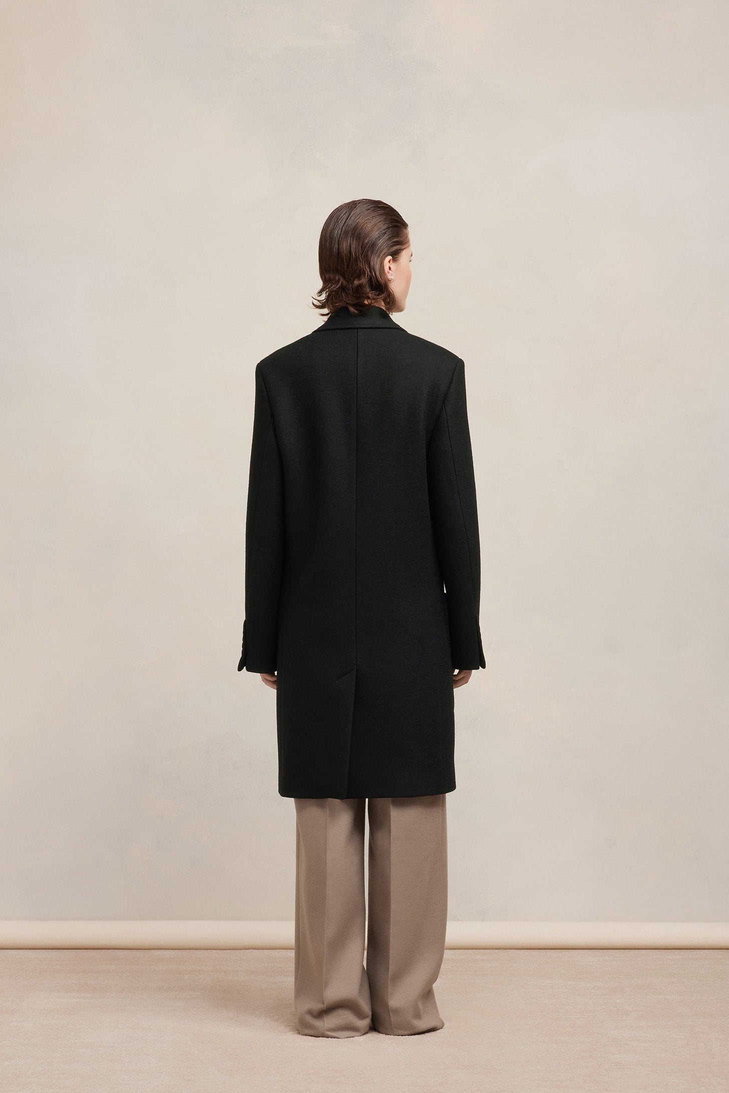 Manteau deux boutons en laine - Black