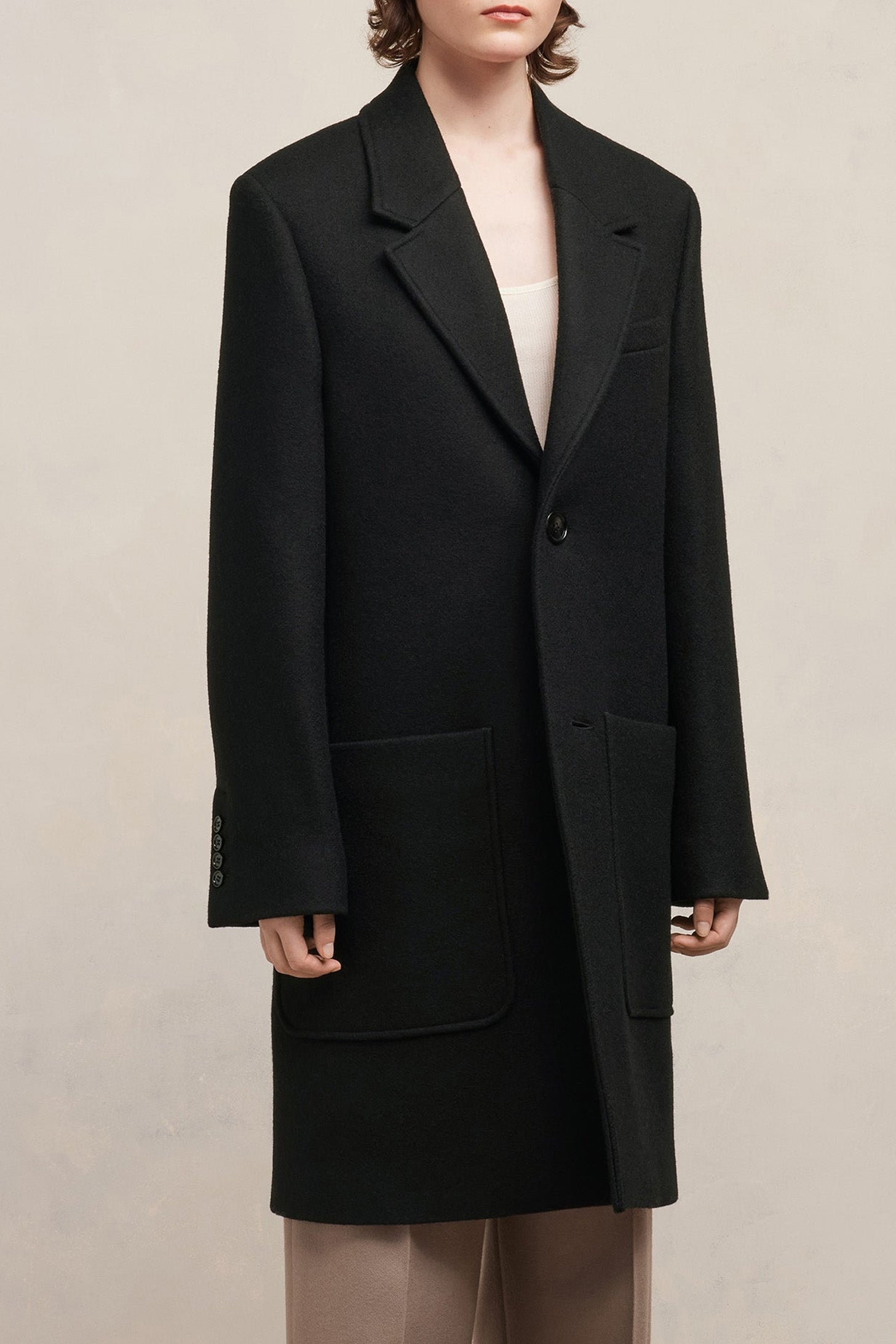 Manteau deux boutons en laine - Black