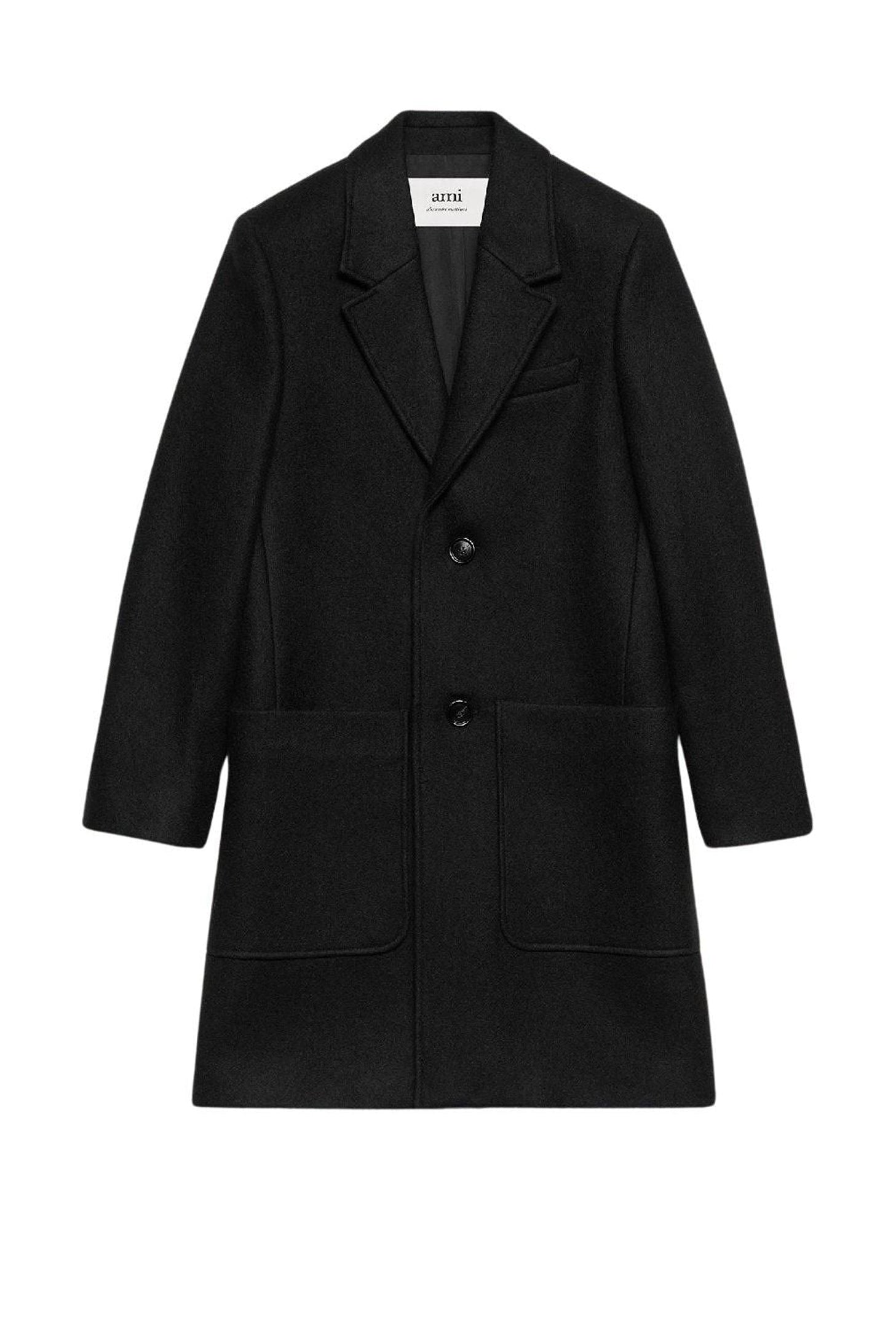 Manteau deux boutons en laine - Black