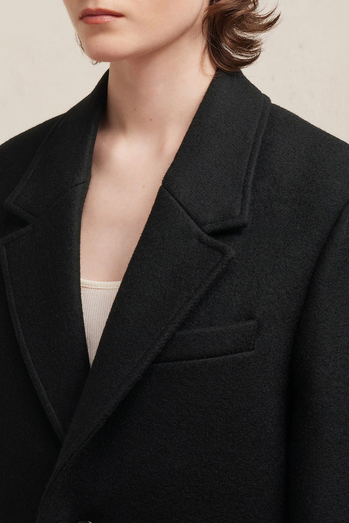 Manteau deux boutons en laine - Black