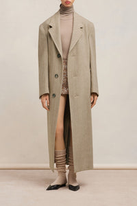 Manteau trois boutons oversize en laine - Champagne & Ivory