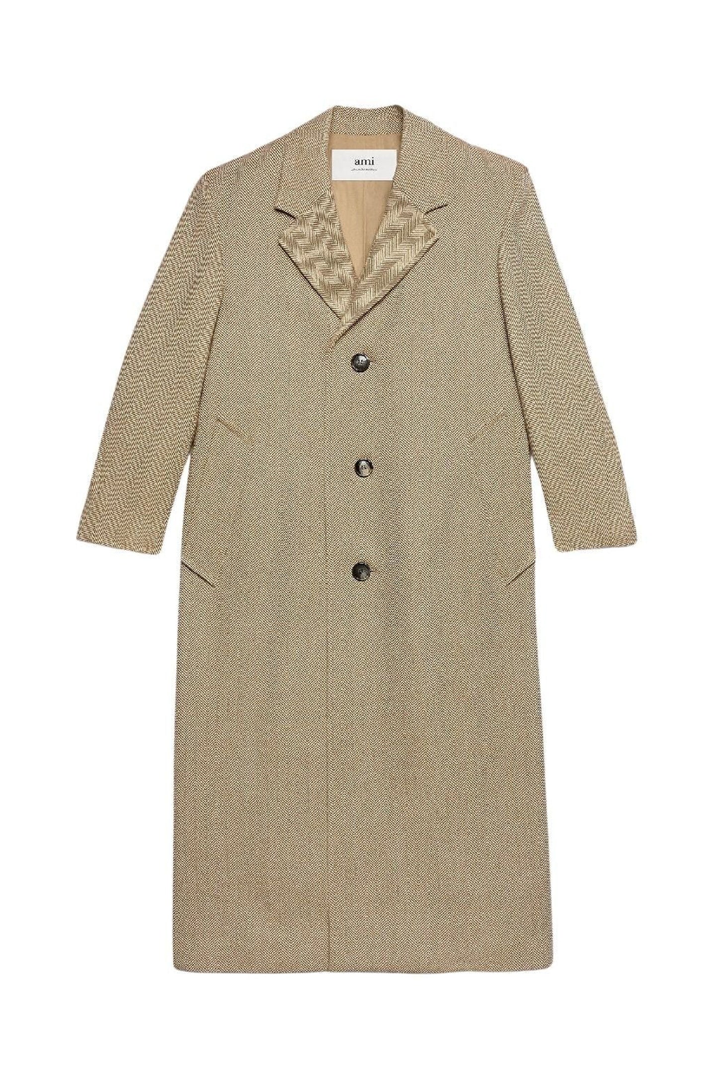 Manteau trois boutons oversize en laine - Champagne & Ivory