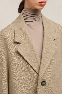 Manteau trois boutons oversize en laine - Champagne & Ivory