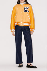 Blouson "Varsity" en laine et cuir - Apricot