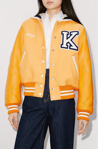 Blouson "Varsity" en laine et cuir - Apricot
