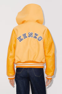 Blouson "Varsity" en laine et cuir - Apricot