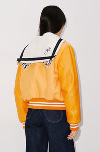 Blouson "Varsity" en laine et cuir - Apricot