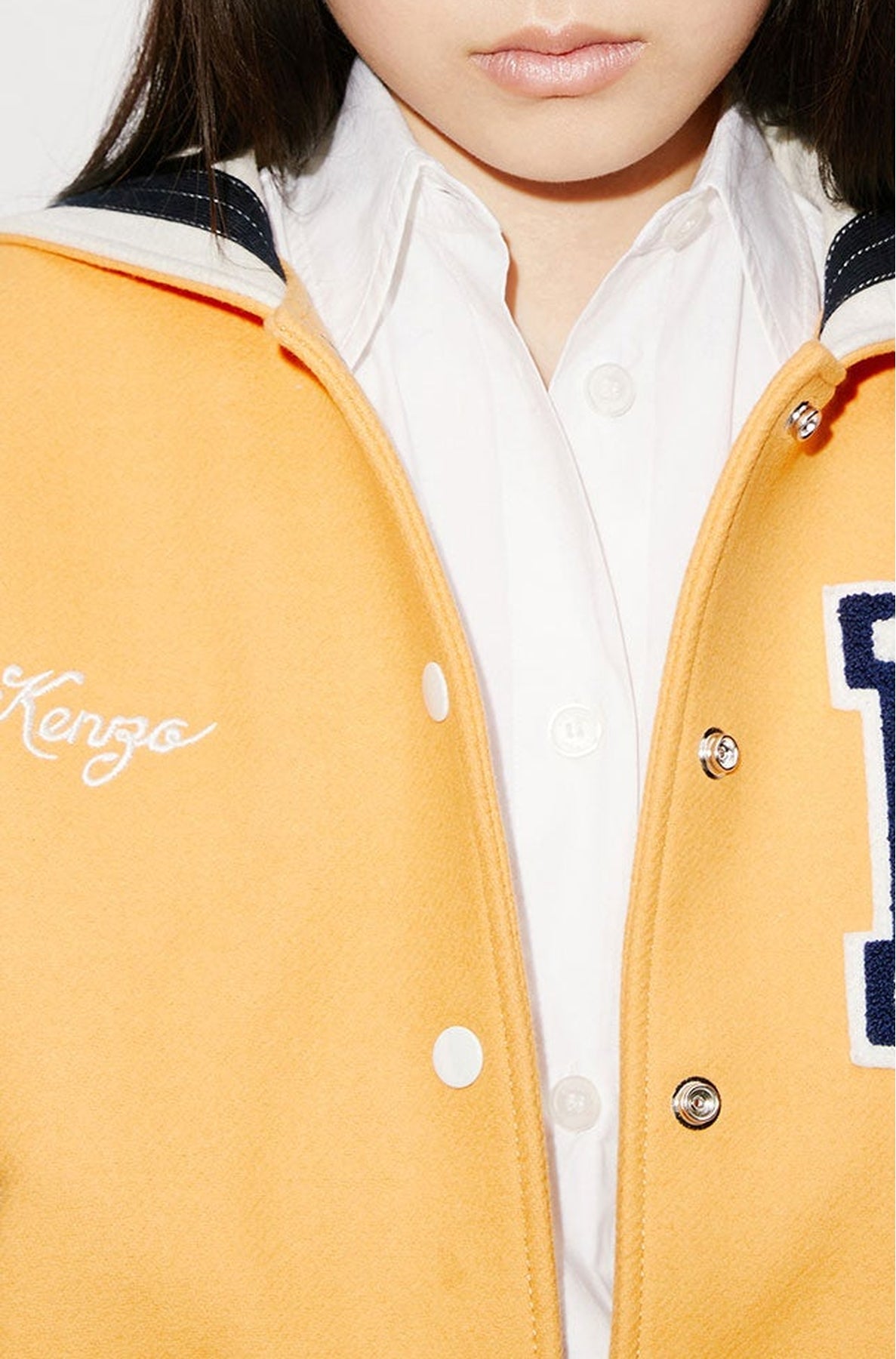 Blouson "Varsity" en laine et cuir - Apricot