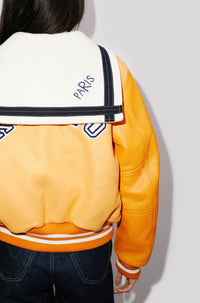 Blouson "Varsity" en laine et cuir - Apricot