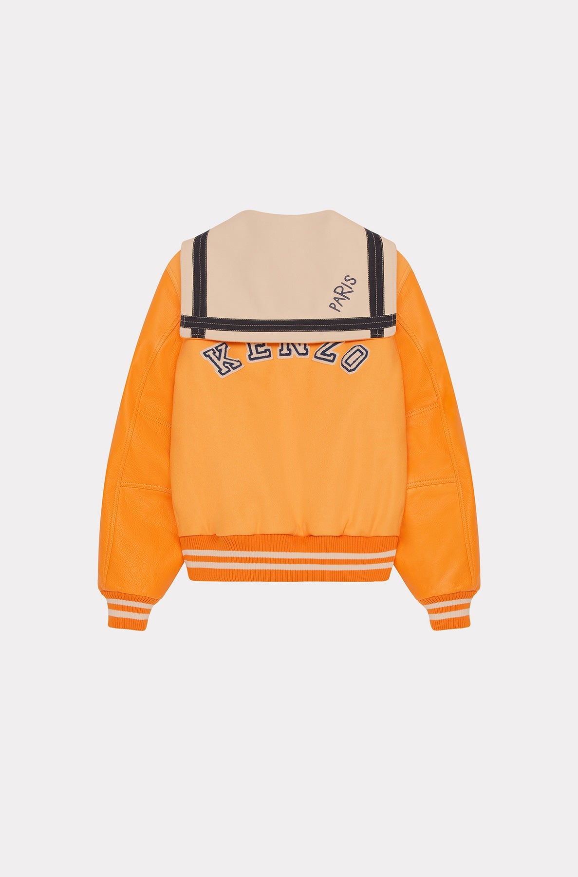 Blouson "Varsity" en laine et cuir - Apricot