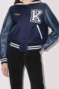 Blouson "Varsity" en laine et cuir - Midnight Blue